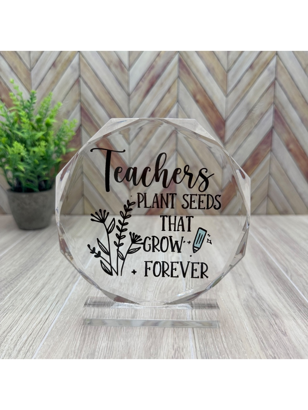 Teacher Appreciation Gift Acrylic Plaque Desk Decor - "TEACHERS PLANT SEEDS..."